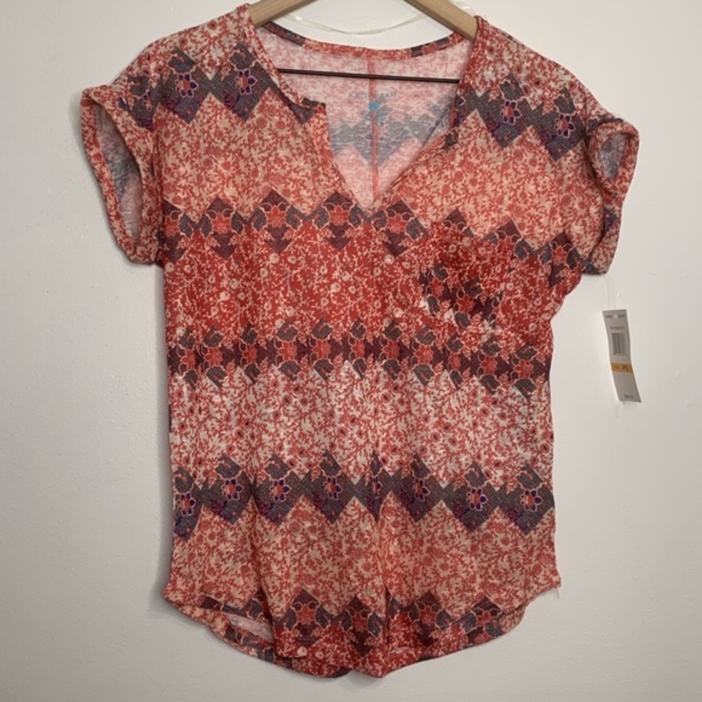 Kate & Sam Short Sleeve V Neck Sheer T-Shirt